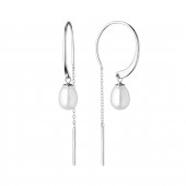 Cercei argint rotunzi cu lant si perle naturale DiAmanti SK21107E-G